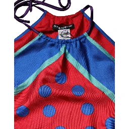 Multicolor Polka Dot Tie Halter Blouse  Top