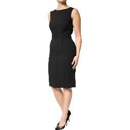 Black Sleeveless Sheath Knee Length Dress