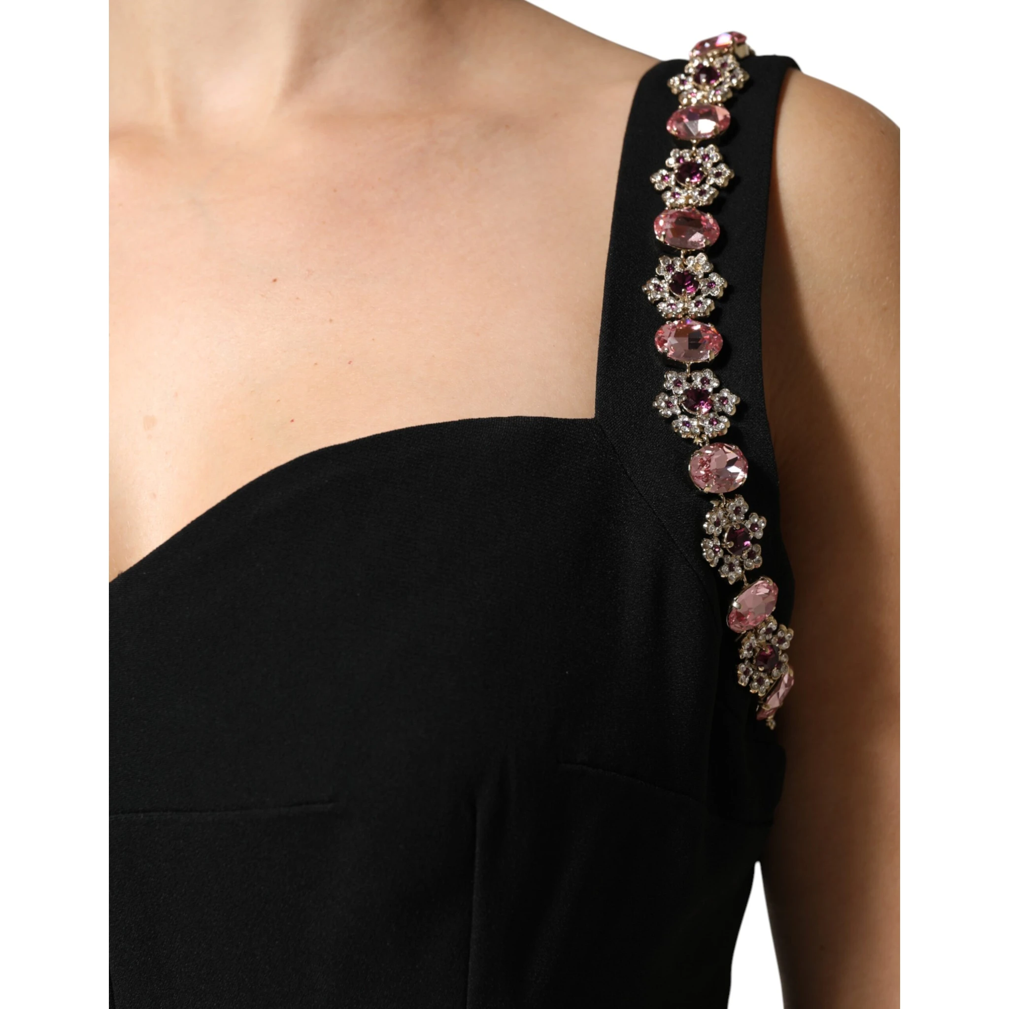 Black Embellished Bodycon Long Gown Dress