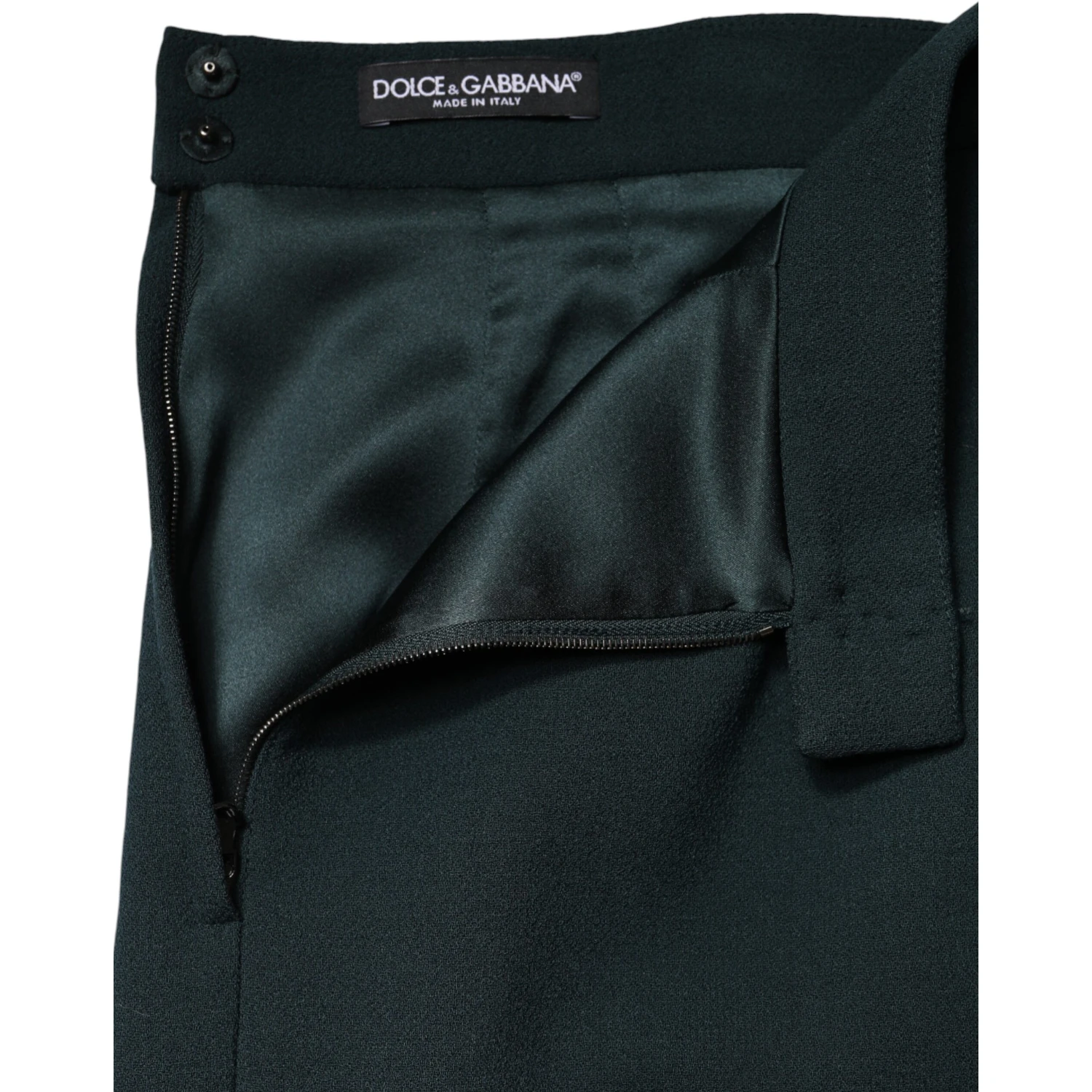 Dark Green Mid Waist Pencil Cut Mini Skirt