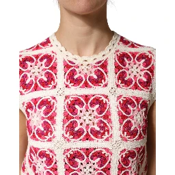 Multicolor Brick Stitched Crochet Mini Dress