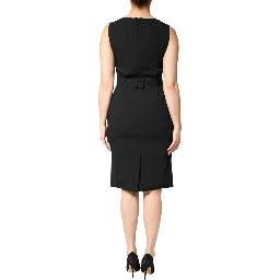 Black Sleeveless Sheath Knee Length Dress
