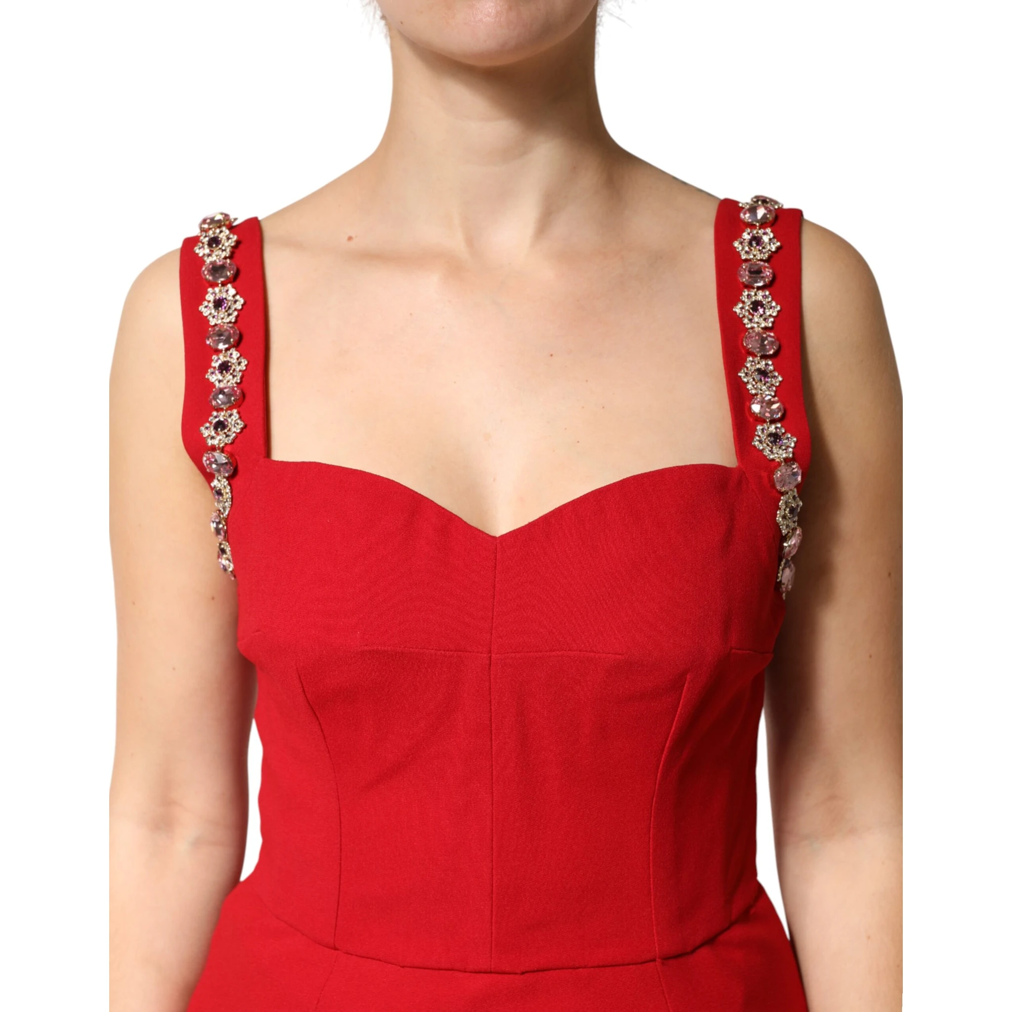 Red Embellished Bodycon Long Gown Dress