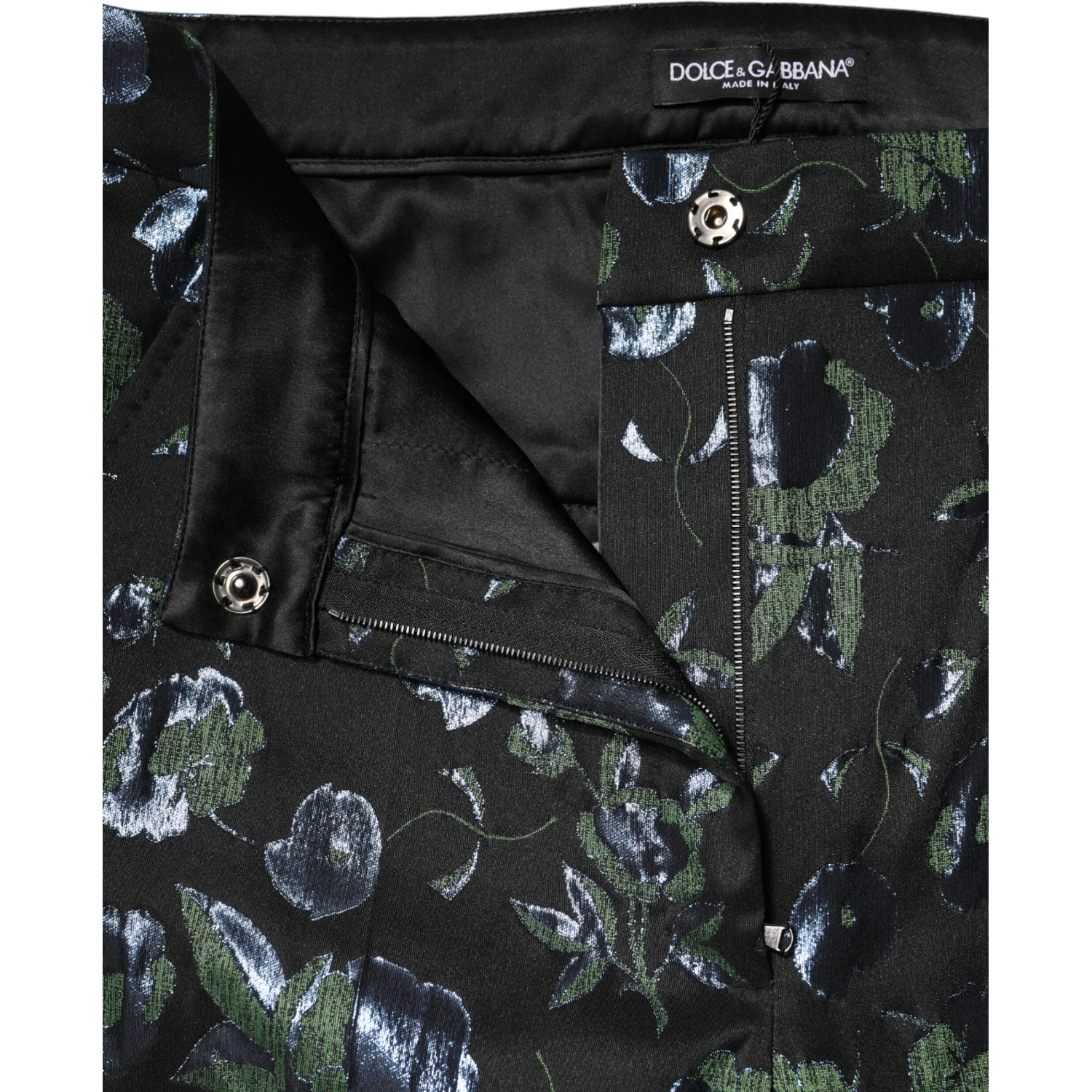 BlueGreen Floral Metallic Slim Trouser Pants