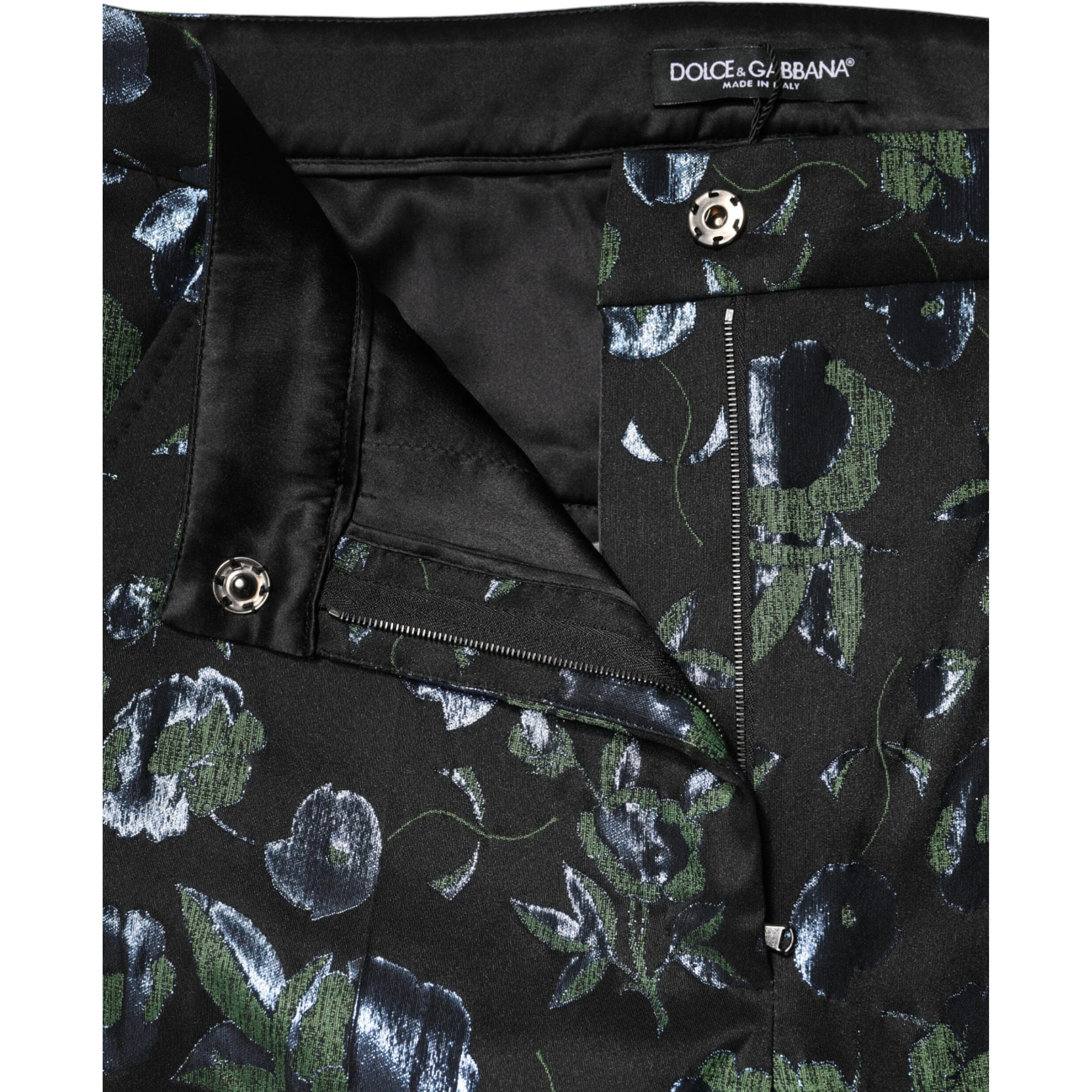 BlueGreen Floral Metallic Slim Trouser Pants