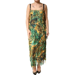 Multicolor Tropical Print Fringe Maxi Dress
