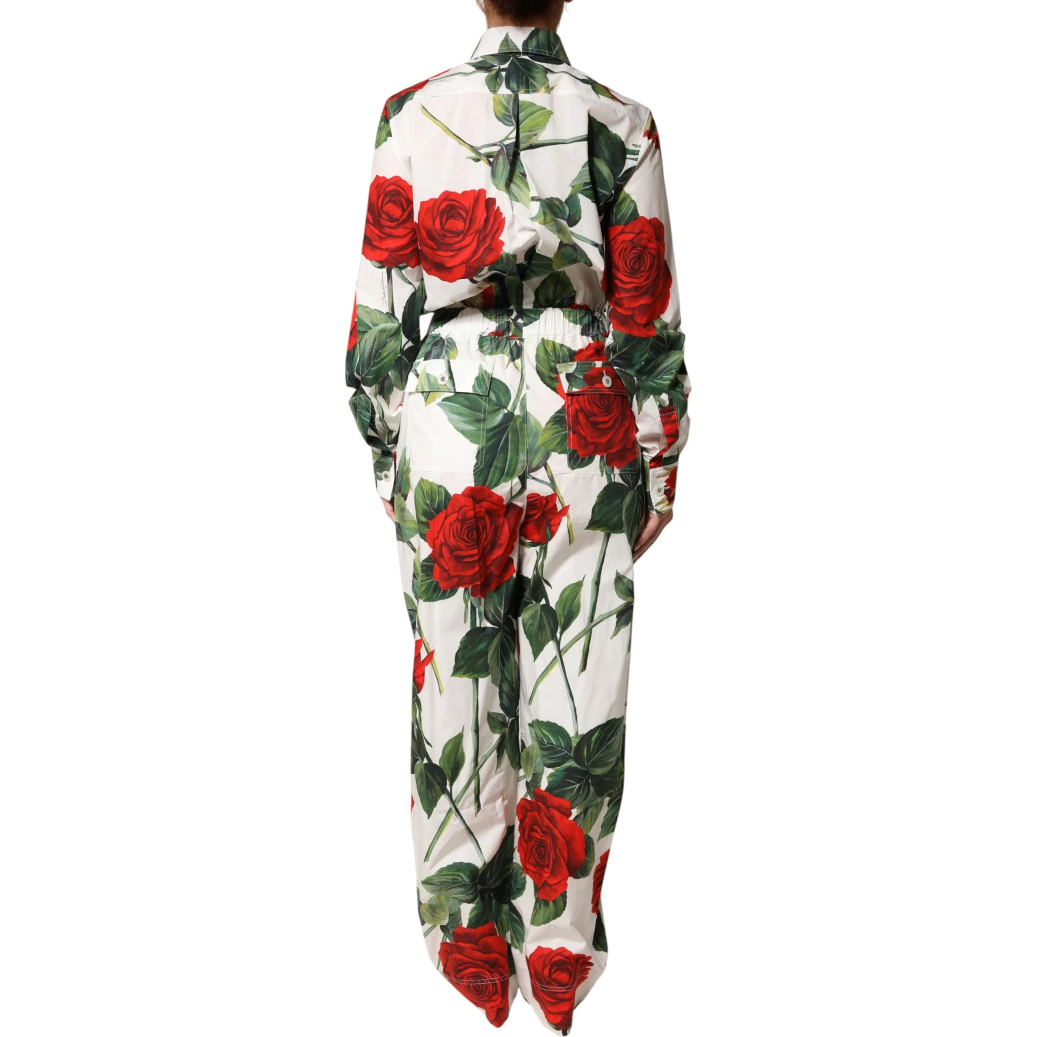 White Floral Print Cotton Jumpsuit Dress