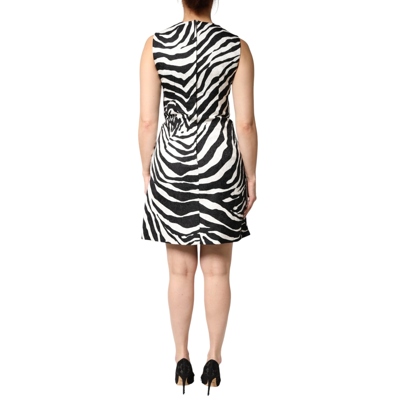 Black White Zebra Sleeveless A-line Dress
