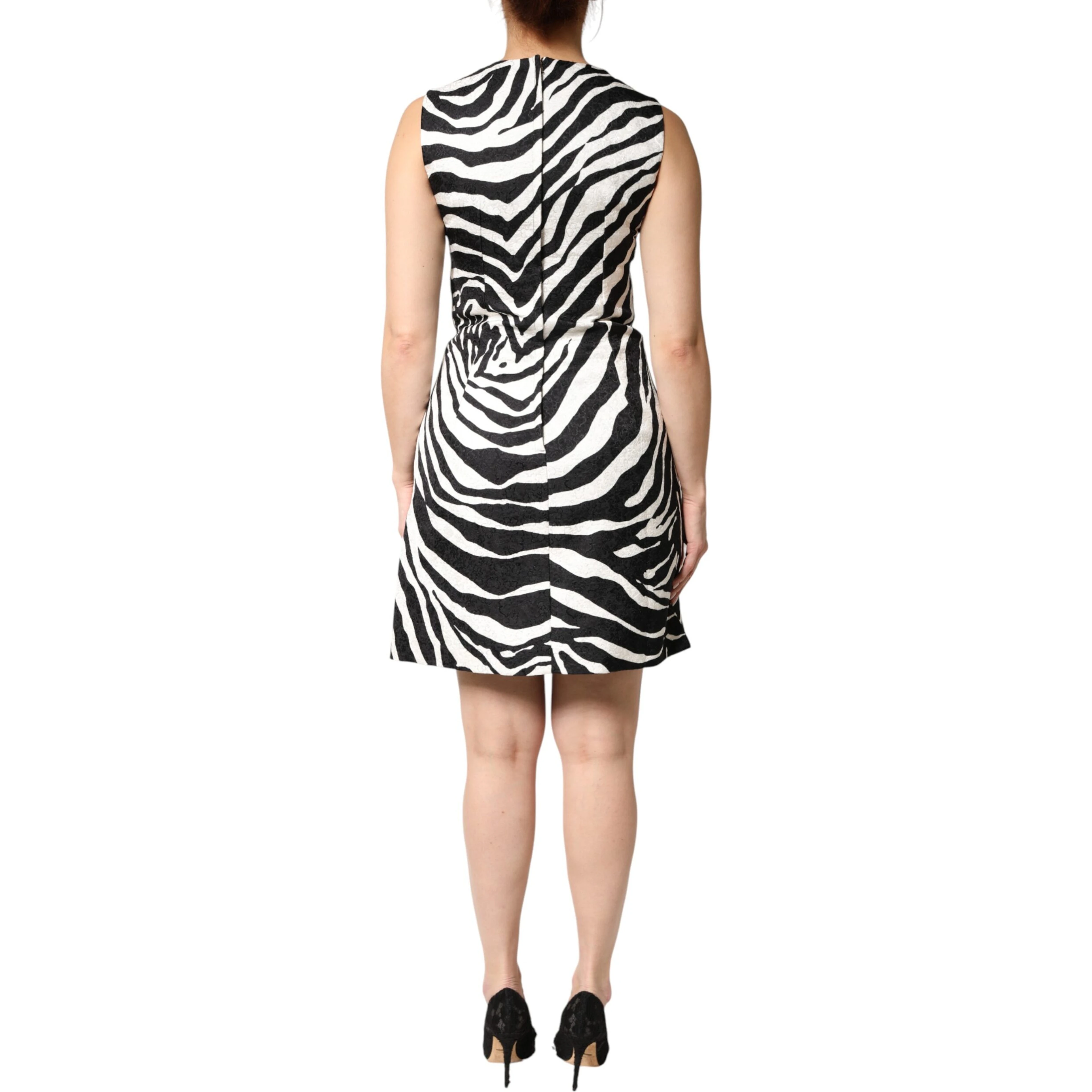 Black White Zebra Sleeveless A-line Dress