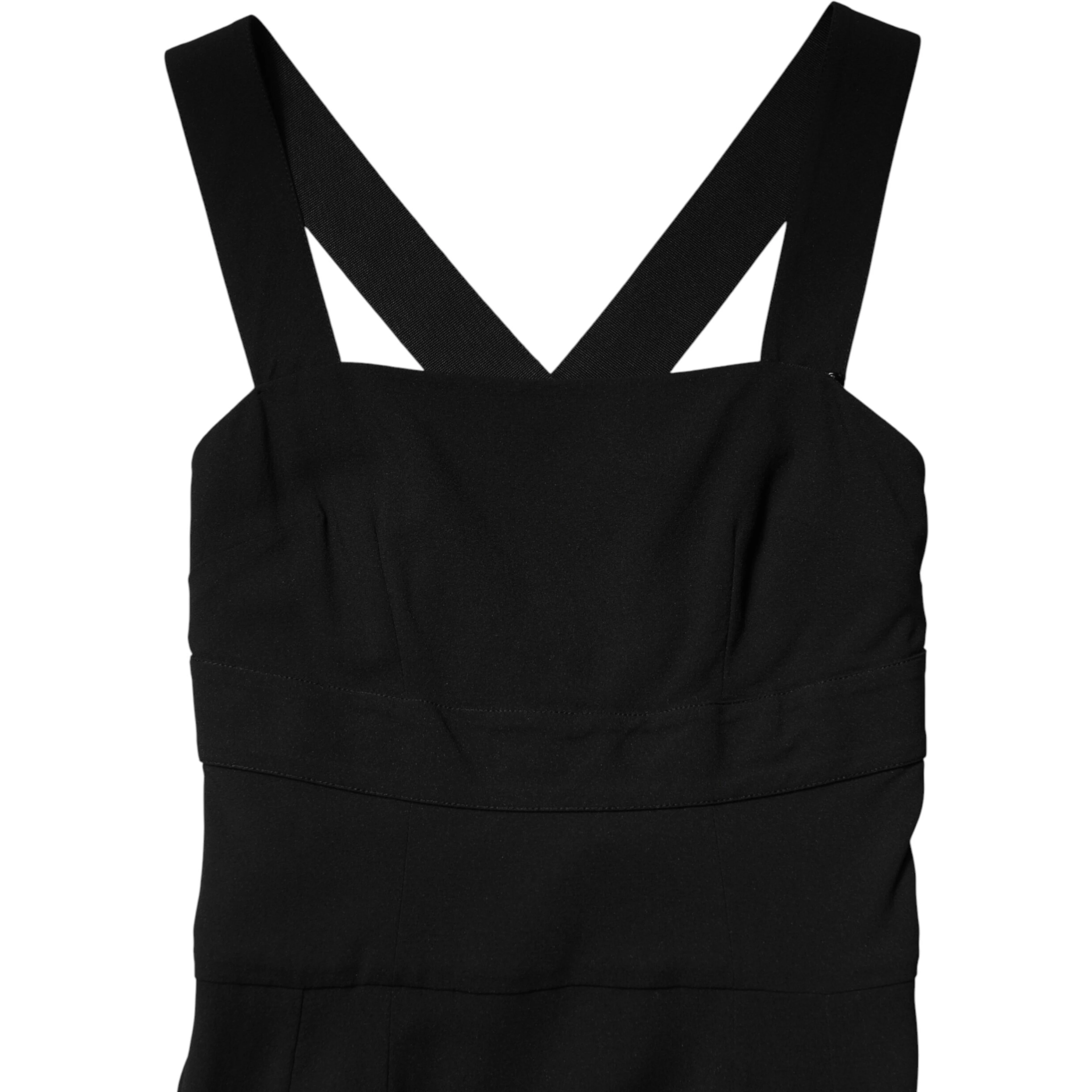 Black Square Neck Sleeveless Midi Dress