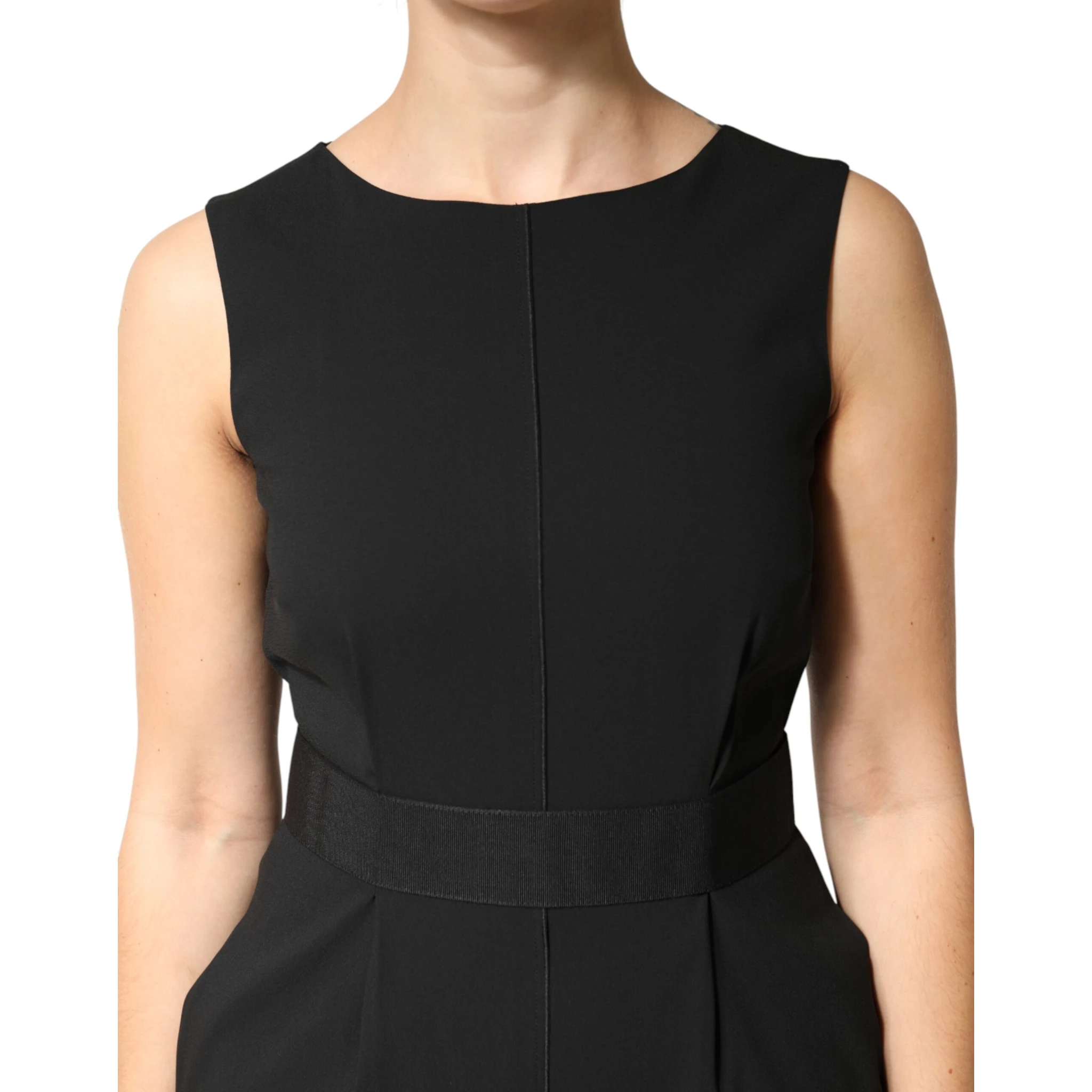 Black Sleeveless Sheath Knee Length Dress