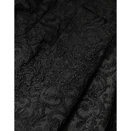 Black Floral Brocade High Waisted Trouser Pants