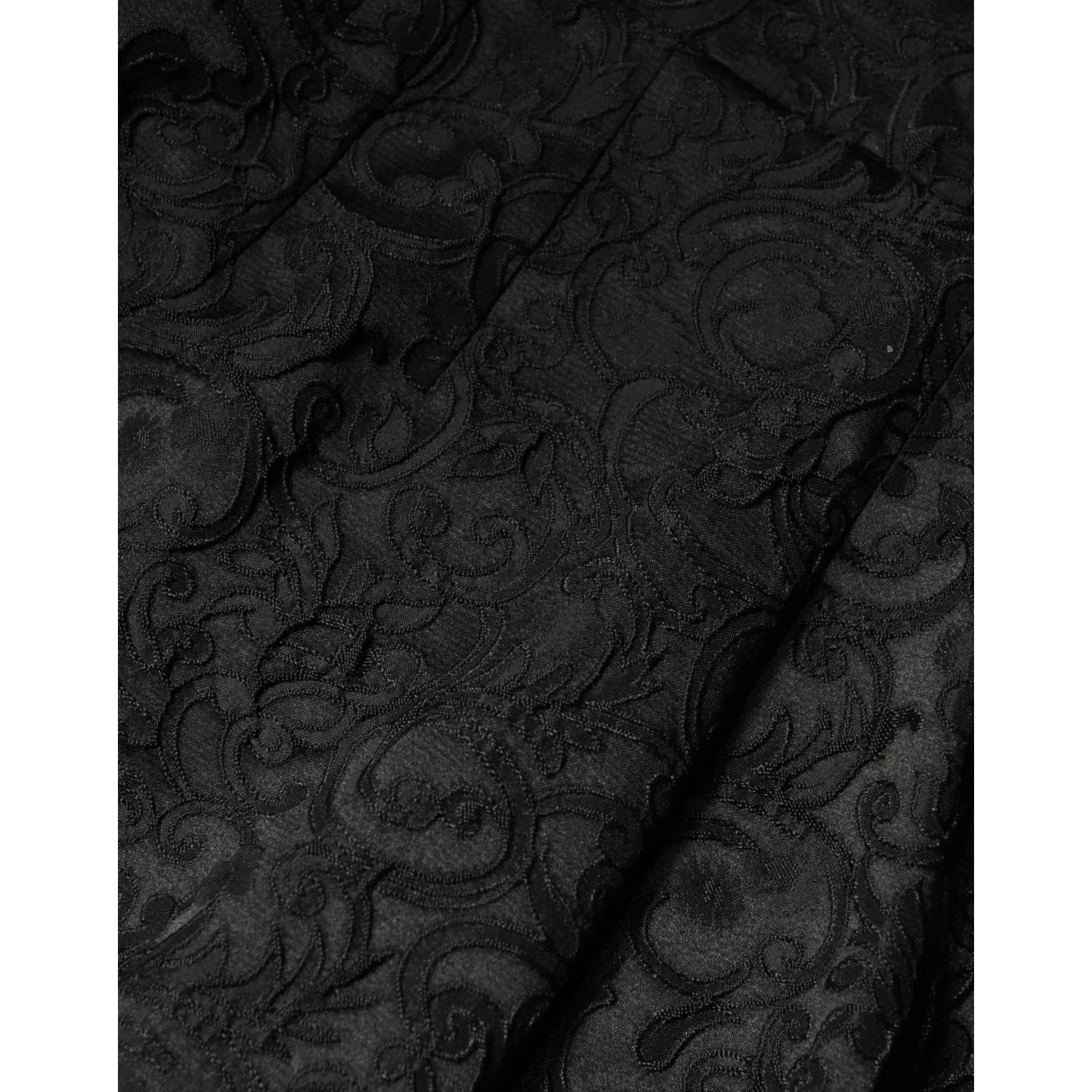 Black Floral Brocade High Waisted Trouser Pants
