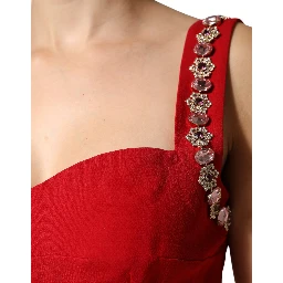 Red Embellished Bodycon Long Gown Dress