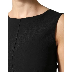 Black Sleeveless Sheath Knee Length Dress