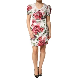 White Floral Embellished Sheath Mini Dress