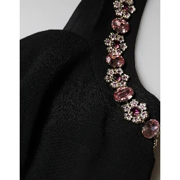 Black Embellished Bodycon Long Gown Dress