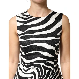 Black White Zebra Sleeveless A-line Dress