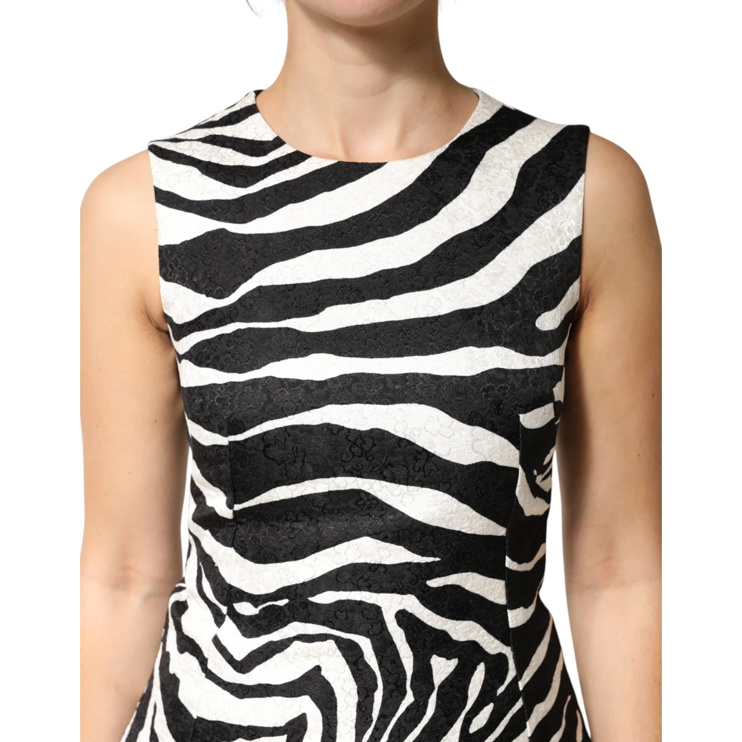 Black White Zebra Sleeveless A-line Dress