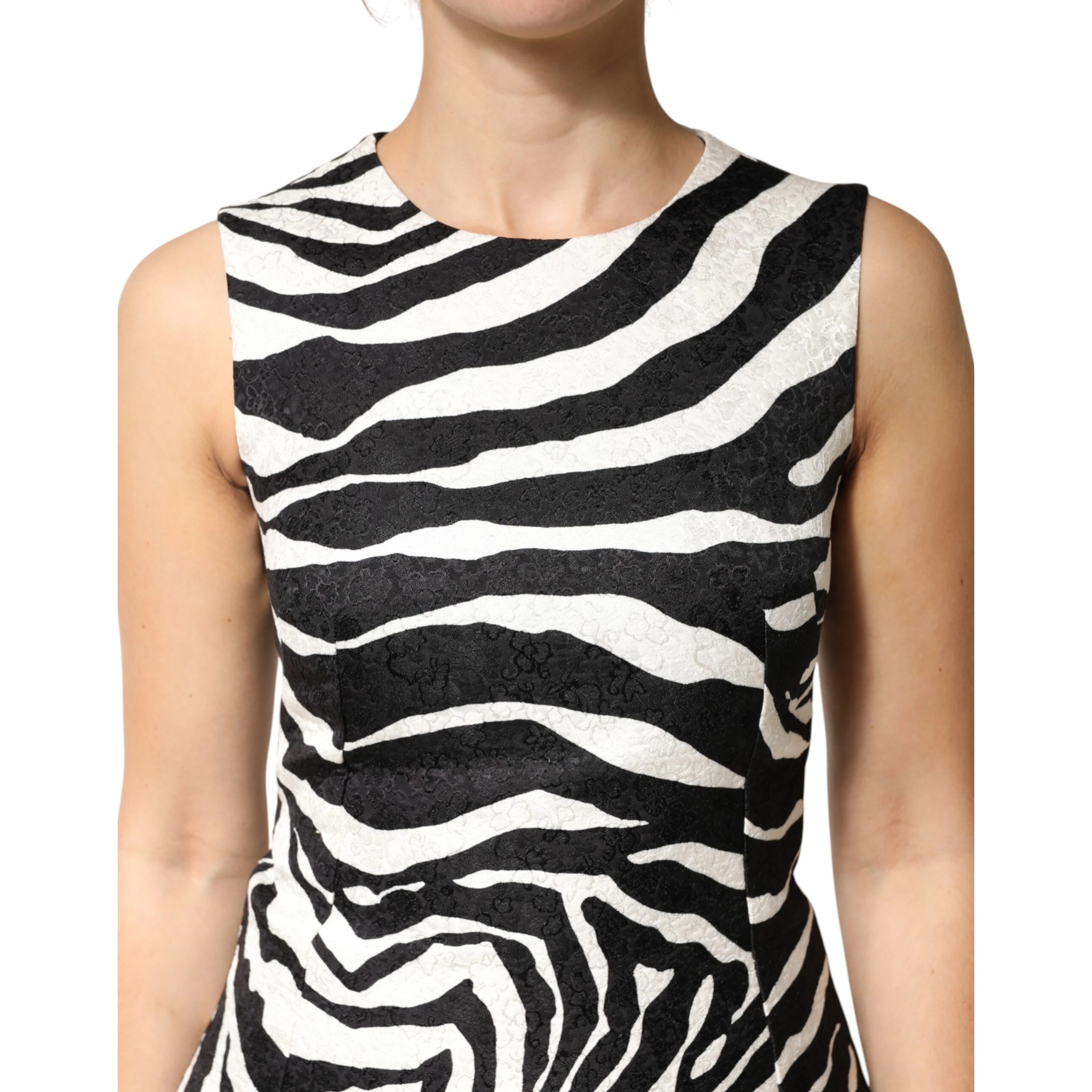 Black White Zebra Sleeveless A-line Dress