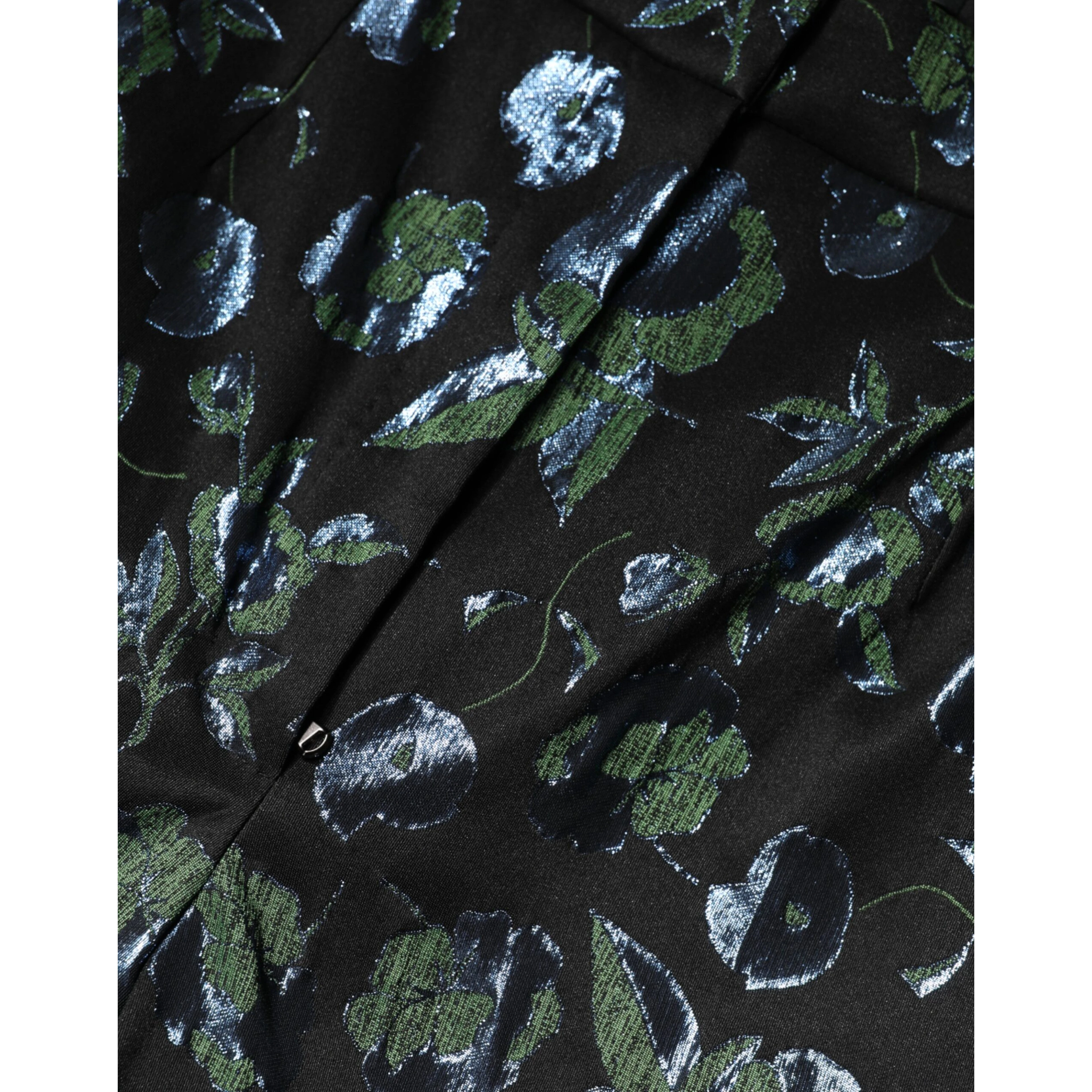 BlueGreen Floral Metallic Slim Trouser Pants