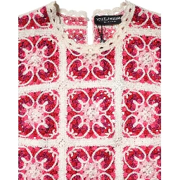 Multicolor Brick Stitched Crochet Mini Dress