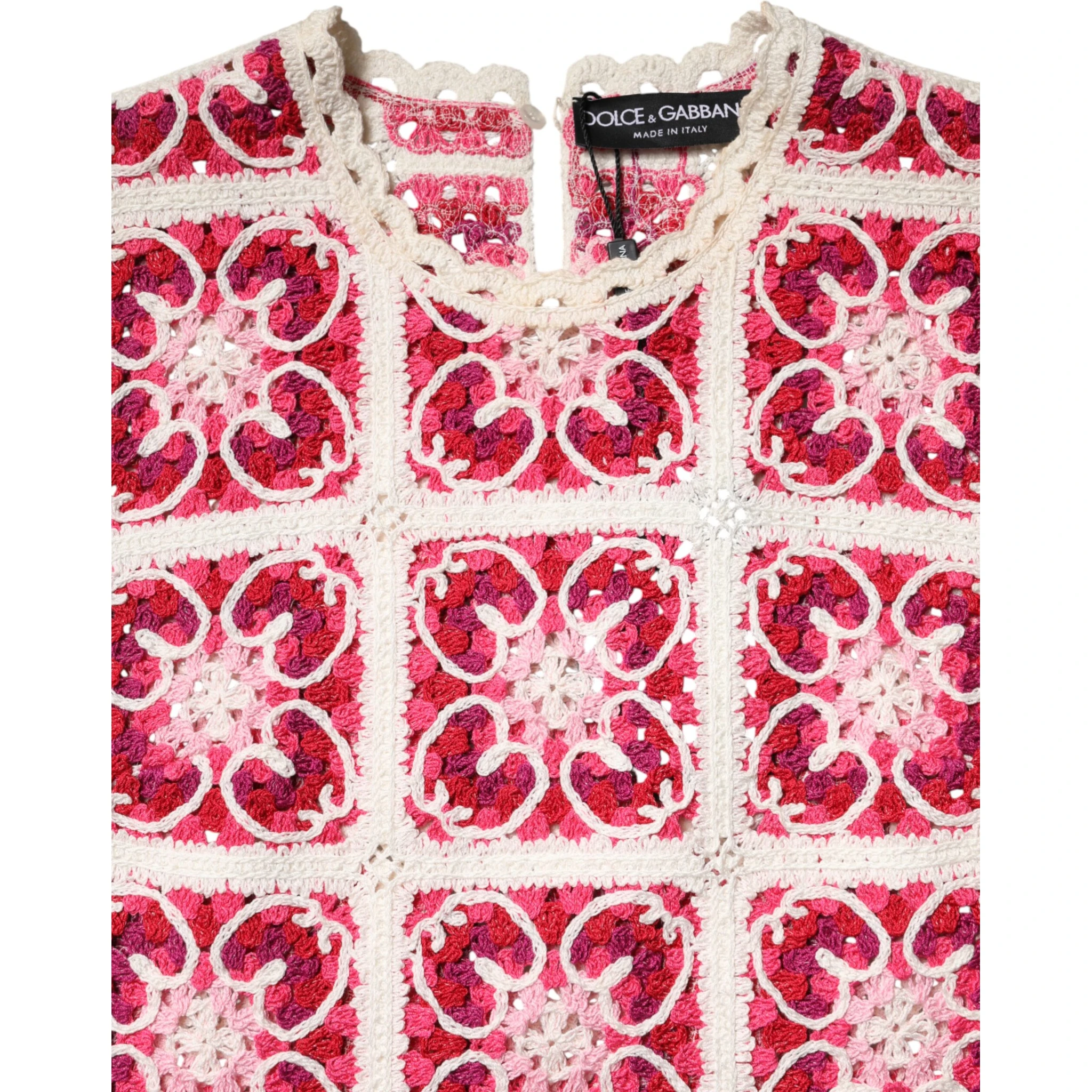 Multicolor Brick Stitched Crochet Mini Dress