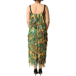 Multicolor Tropical Print Fringe Maxi Dress
