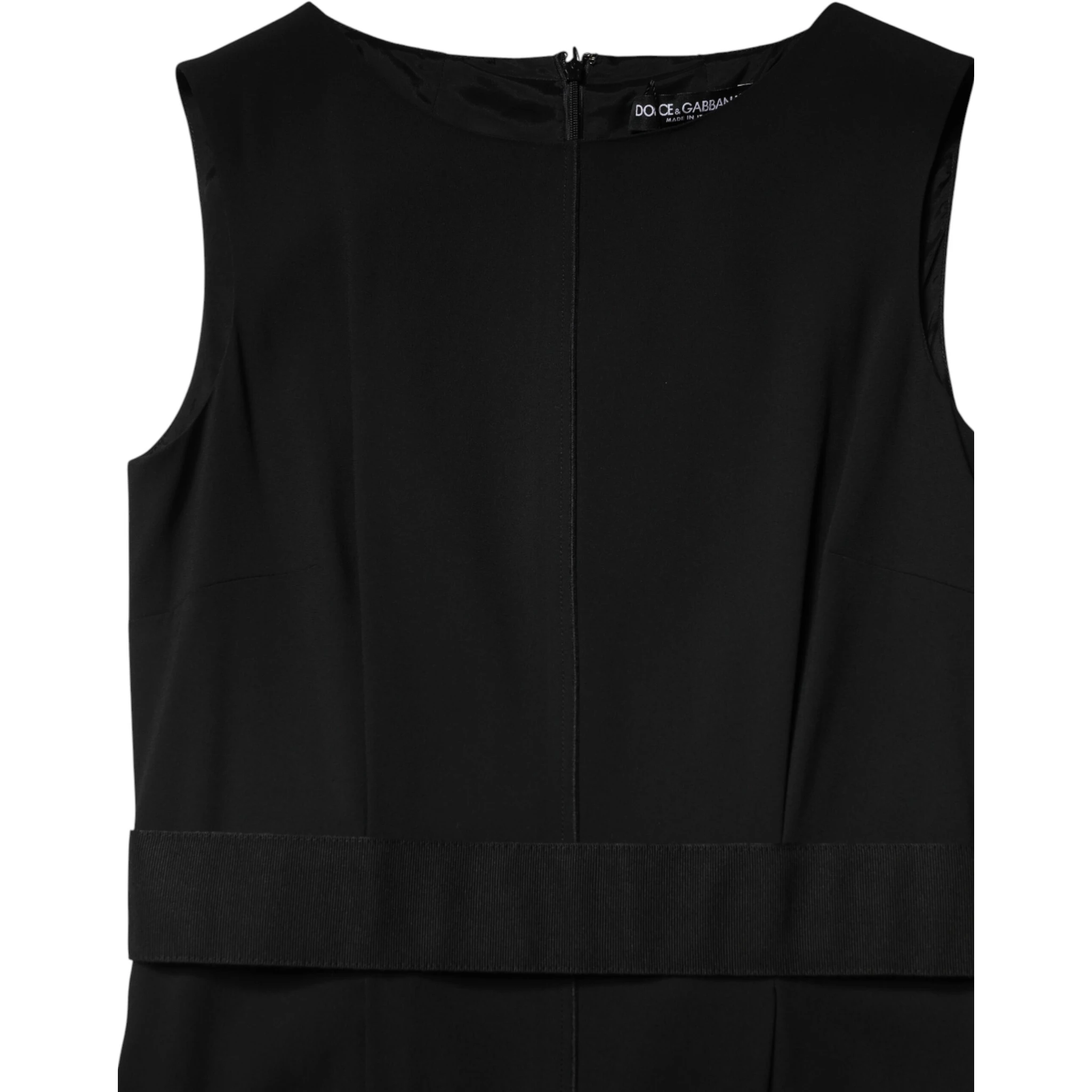 Black Sleeveless Sheath Knee Length Dress
