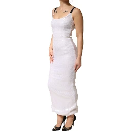 White Polyester Sleeveless Sheath Dress