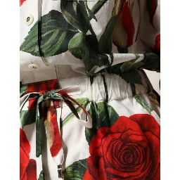 White Floral Print Cotton Jumpsuit Dress