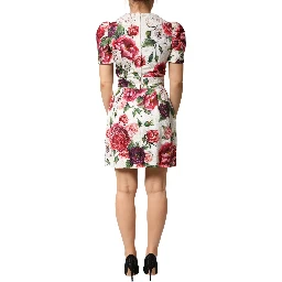 White Floral Embellished Sheath Mini Dress