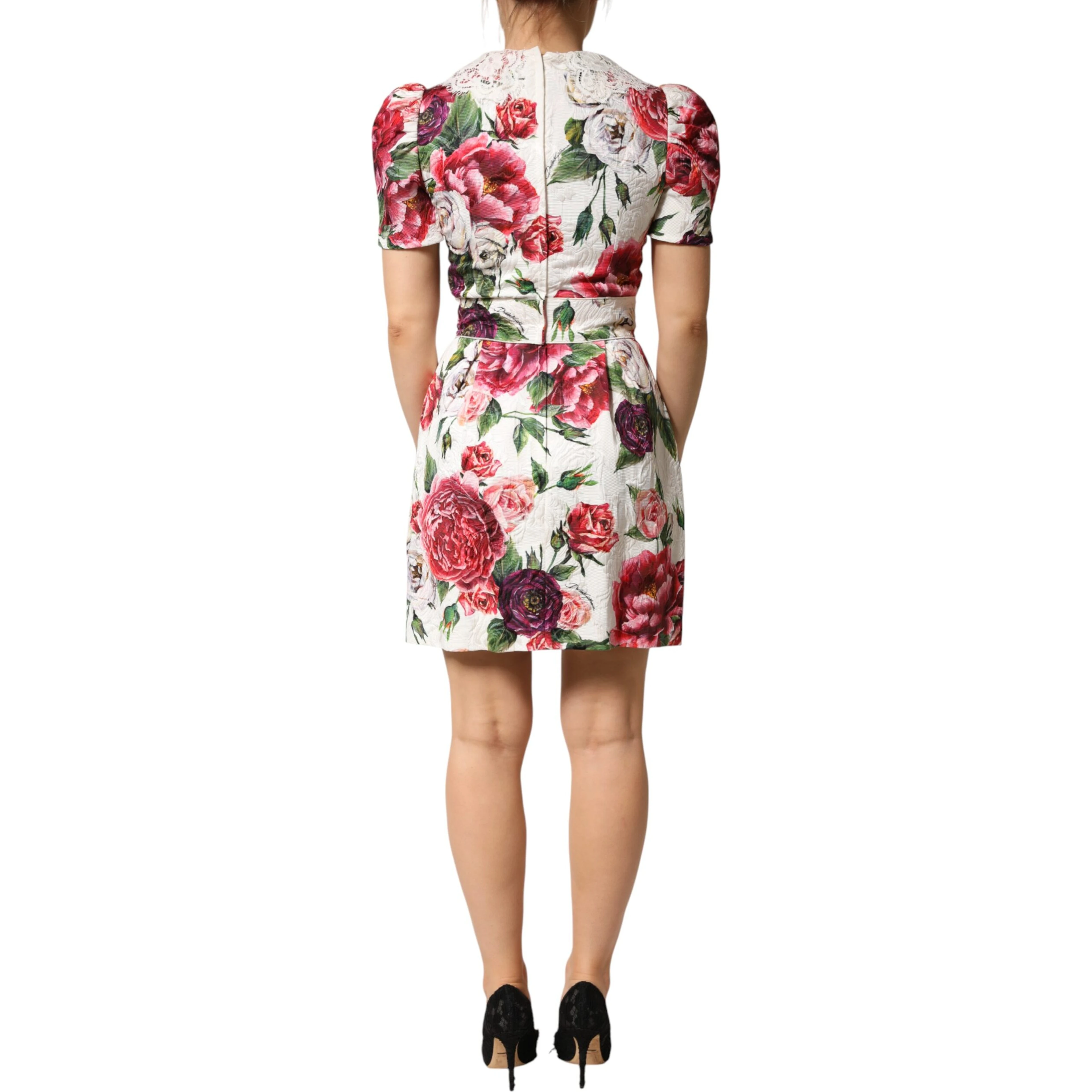 White Floral Embellished Sheath Mini Dress