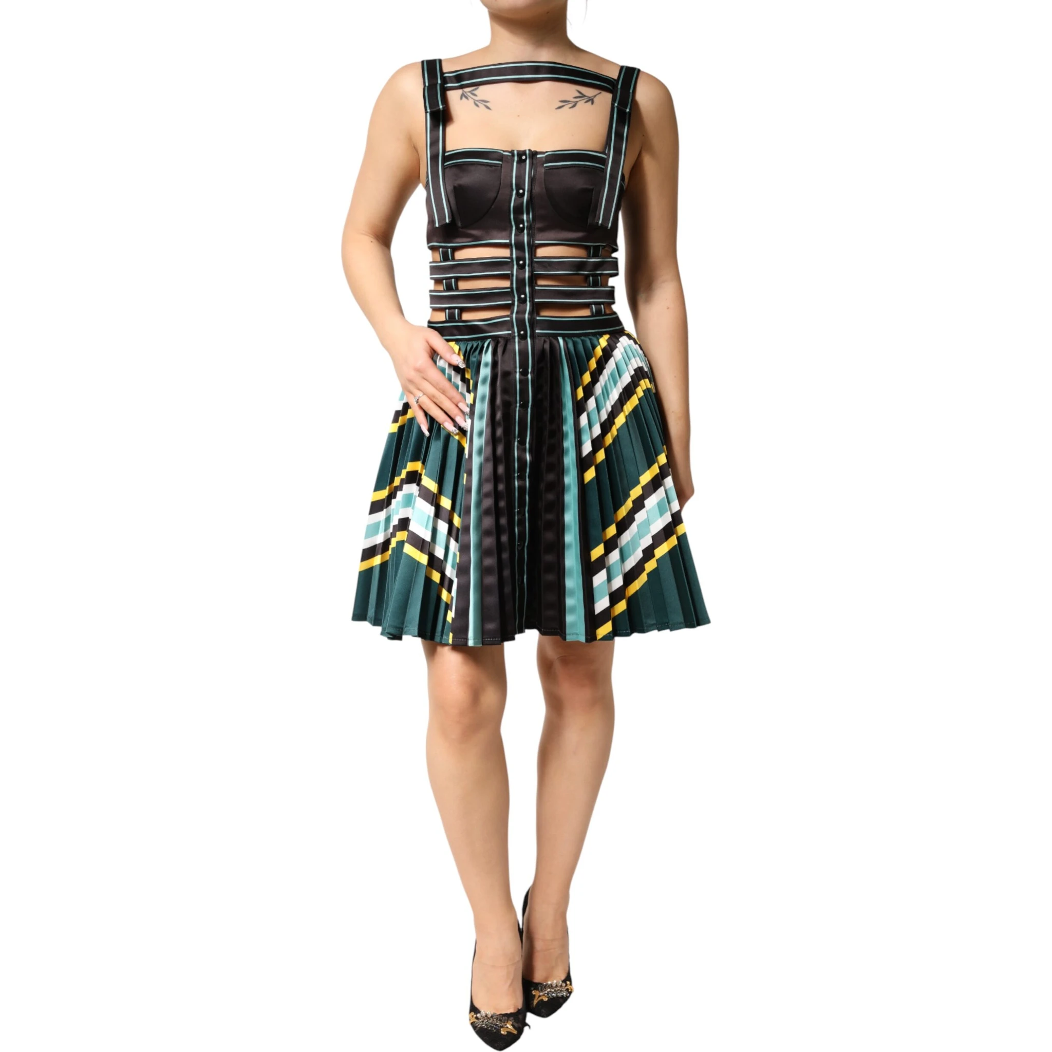 Multicolor Sleeveless A-line Dress