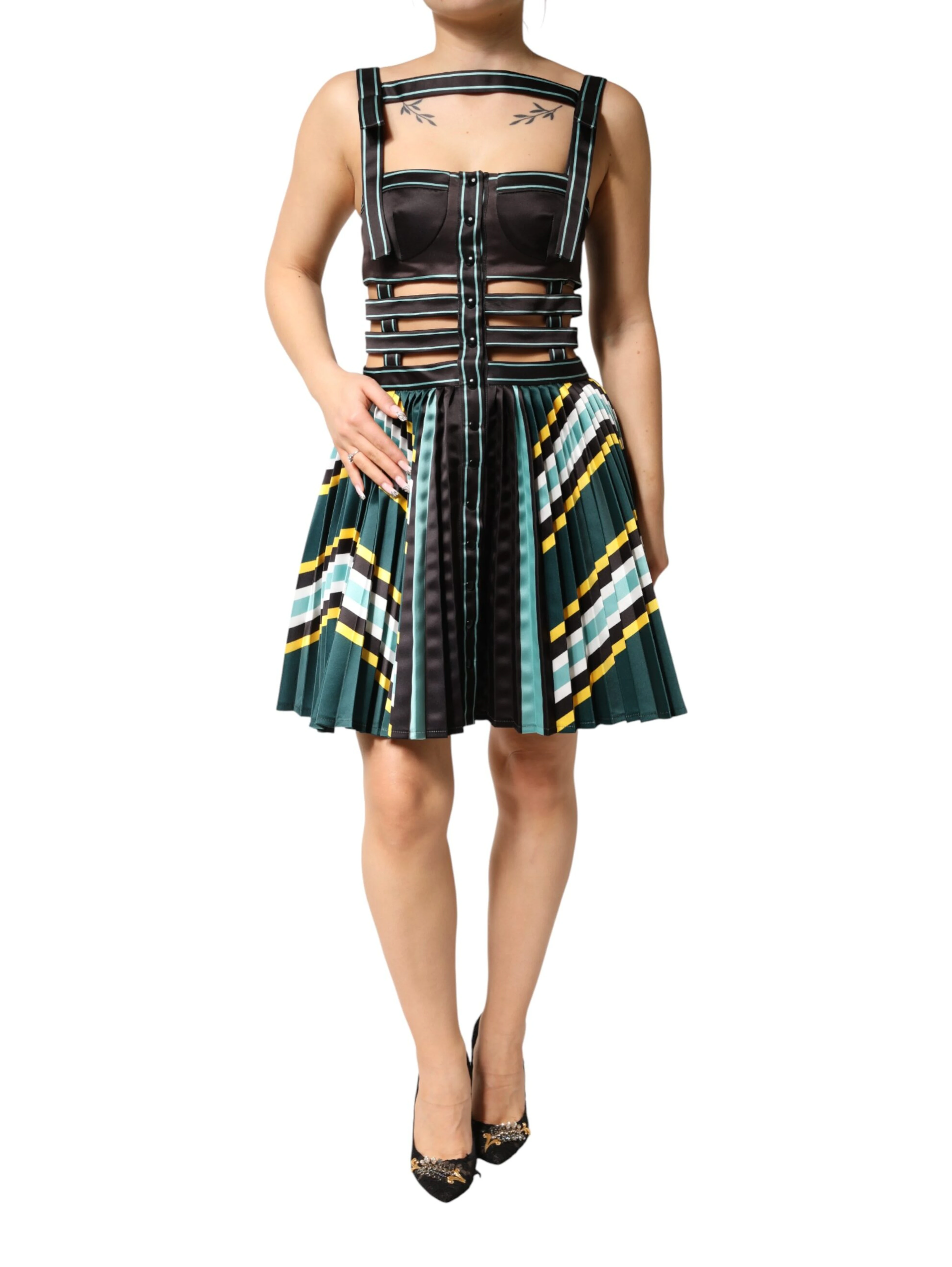 Multicolor Sleeveless A-line Dress
