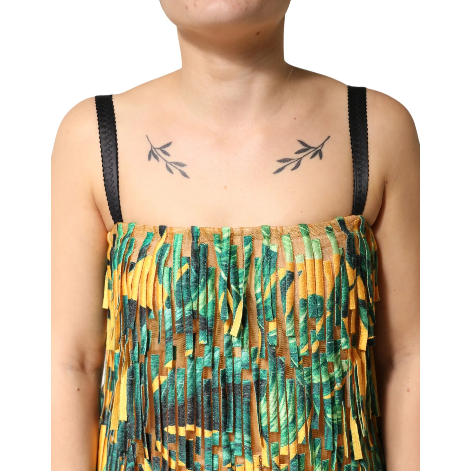 Multicolor Tropical Print Fringe Maxi Dress