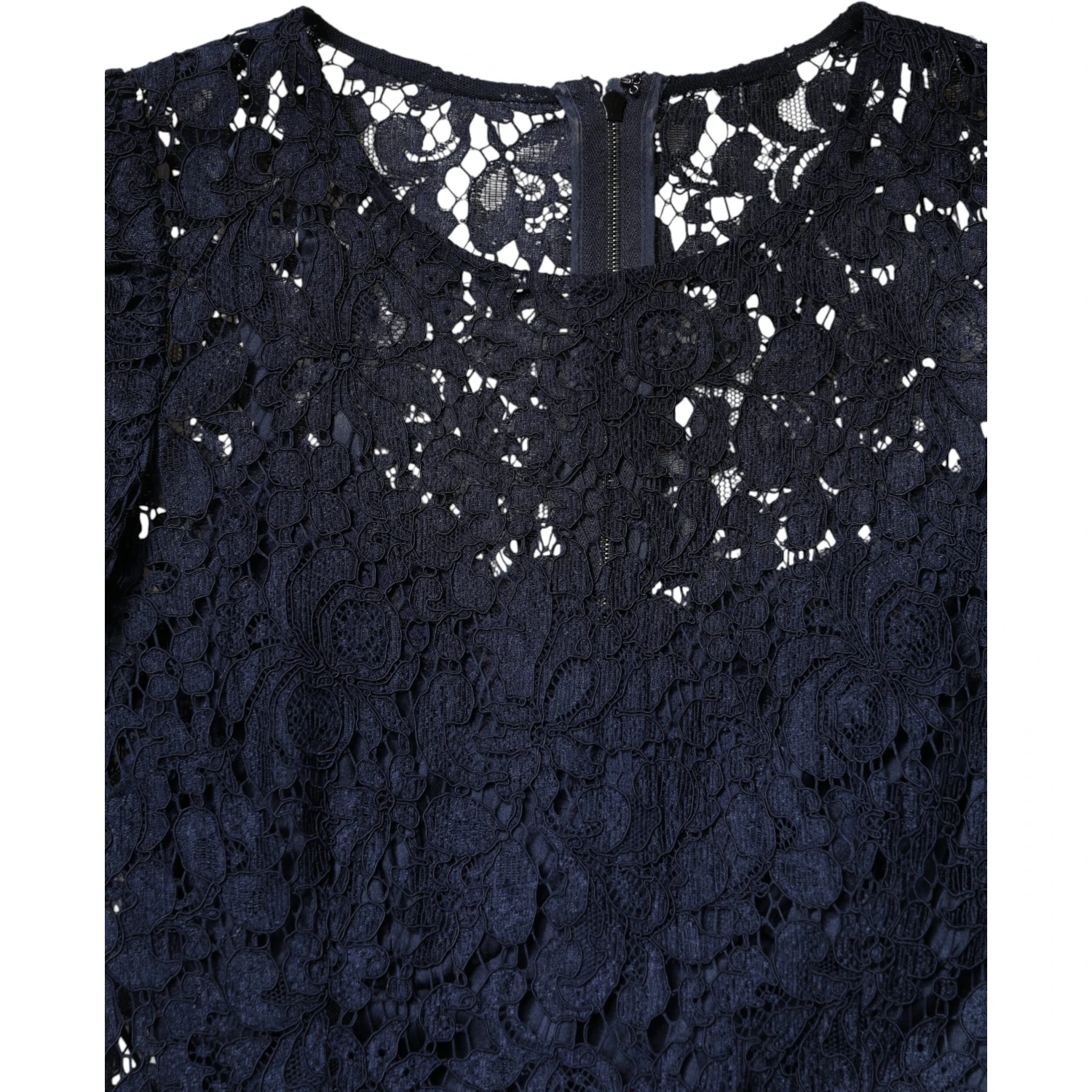 Blue Lace Ruffle A-line Knee Length Dress