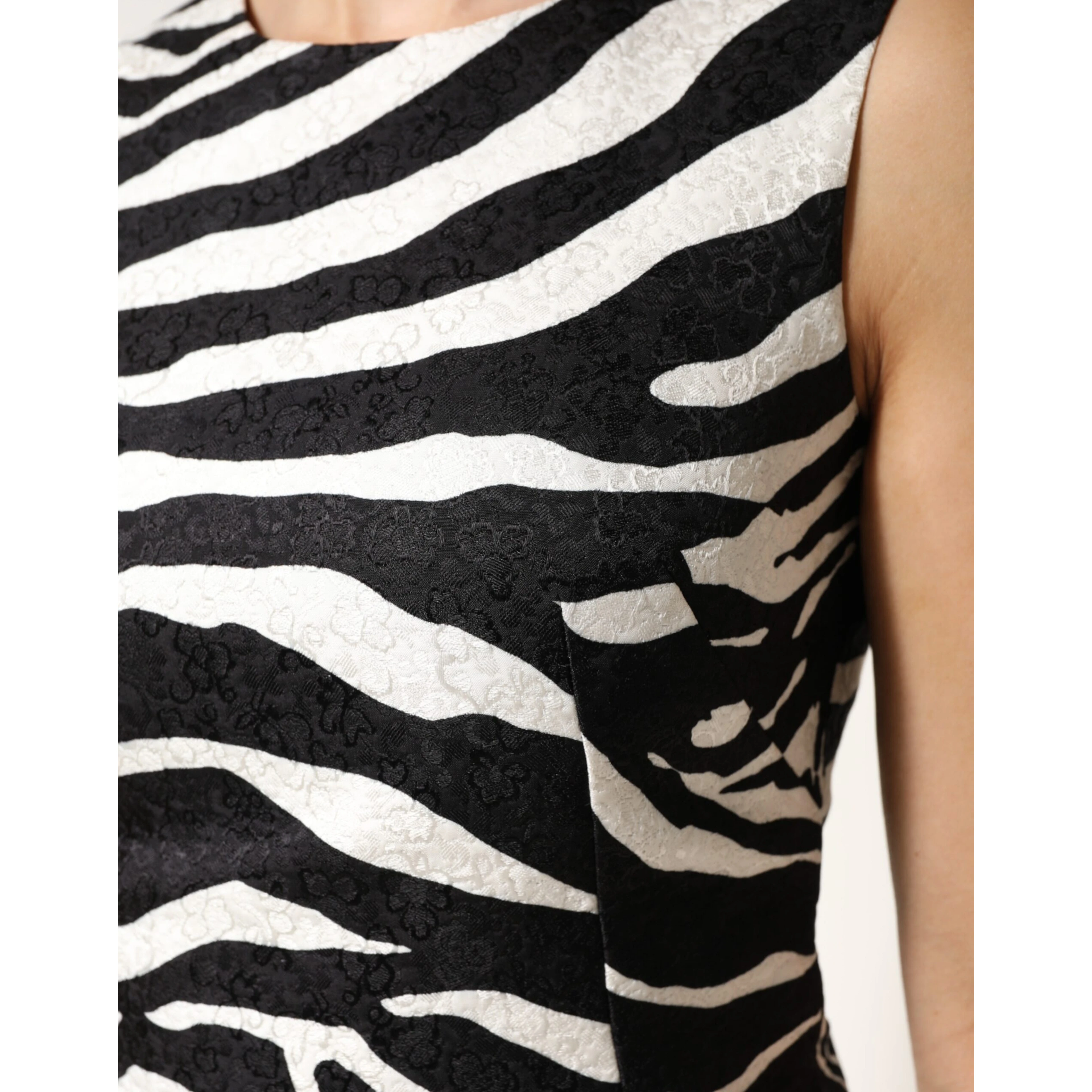 Black White Zebra Sleeveless A-line Dress