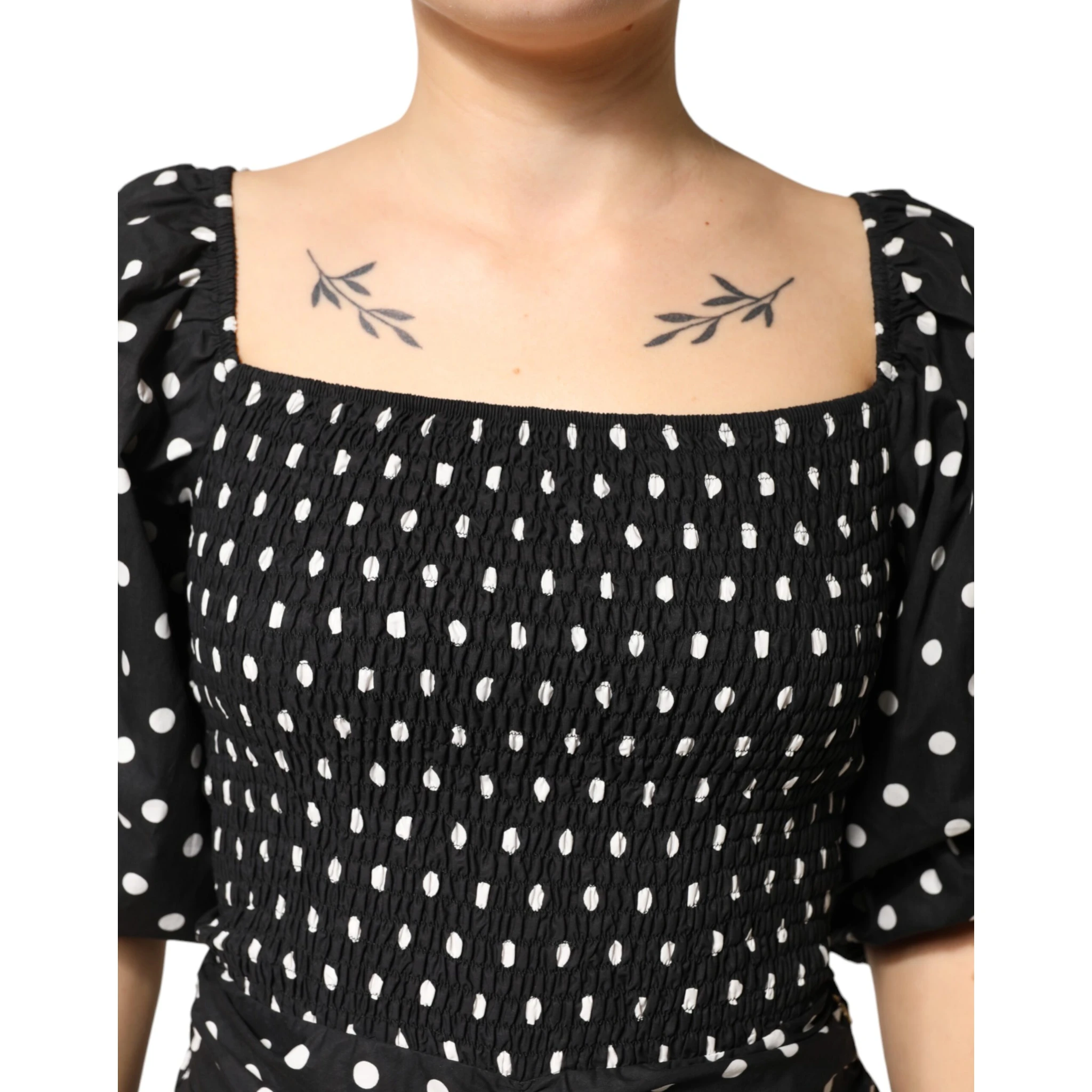 Black White Polka Dot Short Sleeves Mini Dress