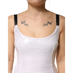 White Polyester Sleeveless Sheath Dress