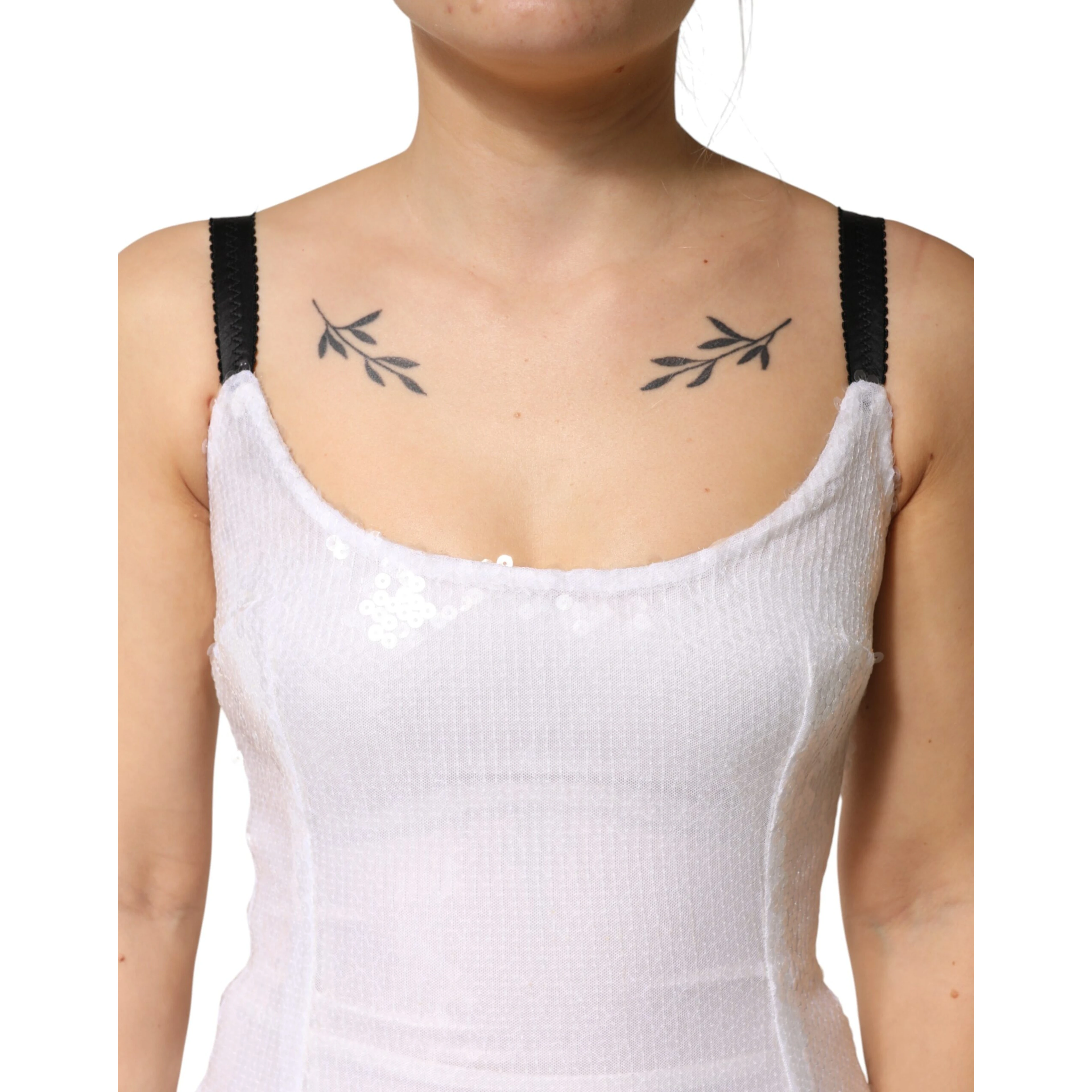 White Polyester Sleeveless Sheath Dress