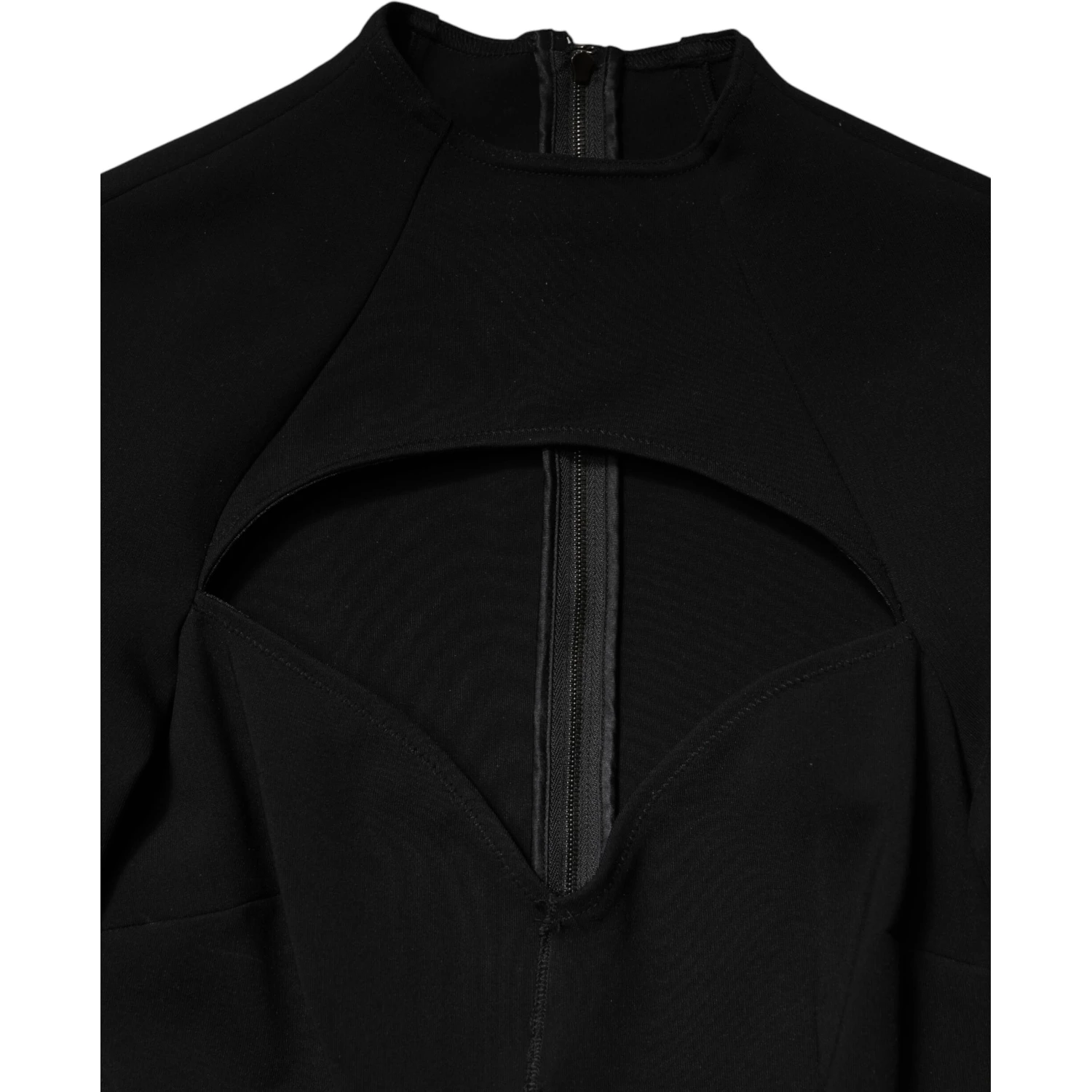 Black Viscose Bodycon Sheath Midi Dress