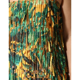 Multicolor Tropical Print Fringe Maxi Dress