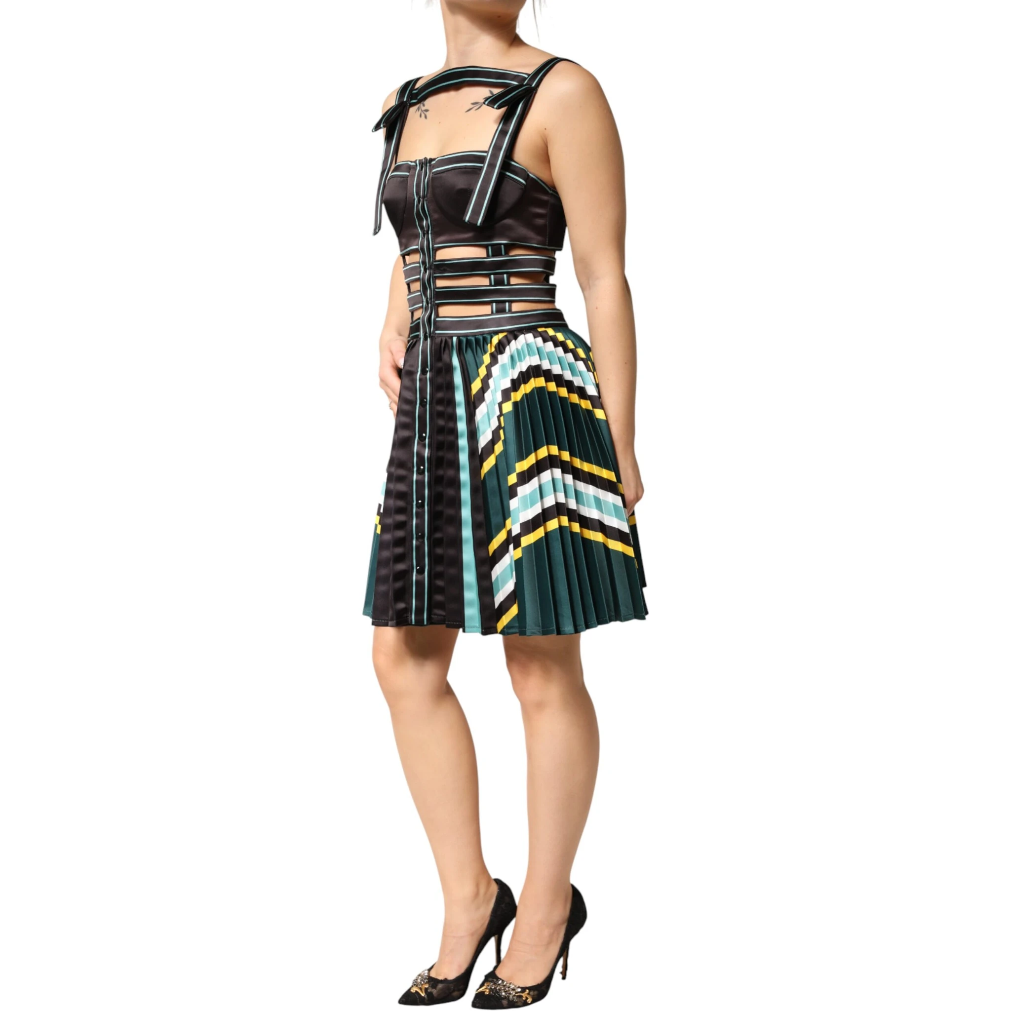 Multicolor Sleeveless A-line Dress