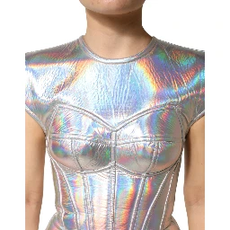 Silver Iridescent Bodycon Sheath Midi Dress