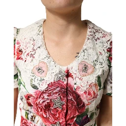 White Floral Embellished Sheath Mini Dress