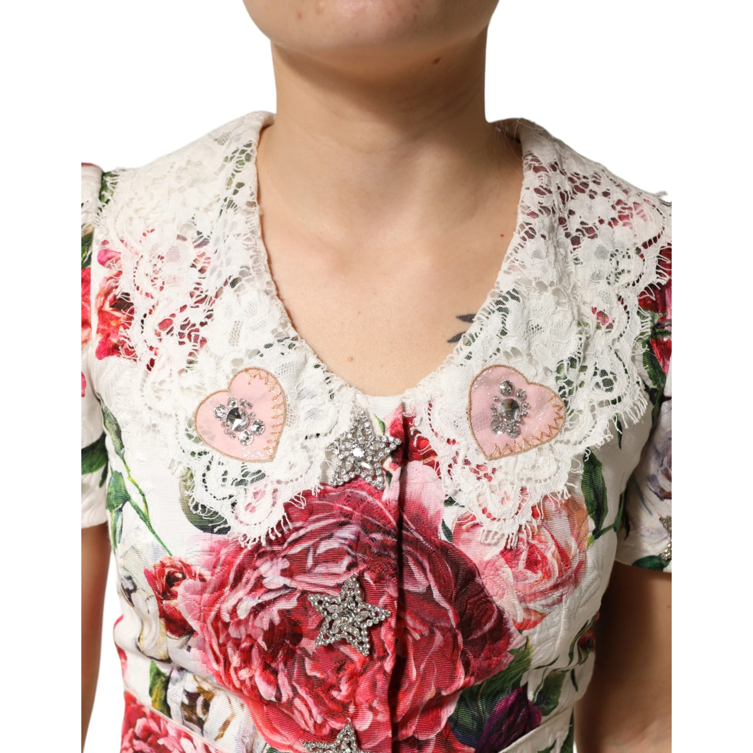 White Floral Embellished Sheath Mini Dress