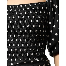 Black White Polka Dot Short Sleeves Mini Dress