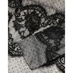Black White Lace Silk Blend MaxiSheath Dress