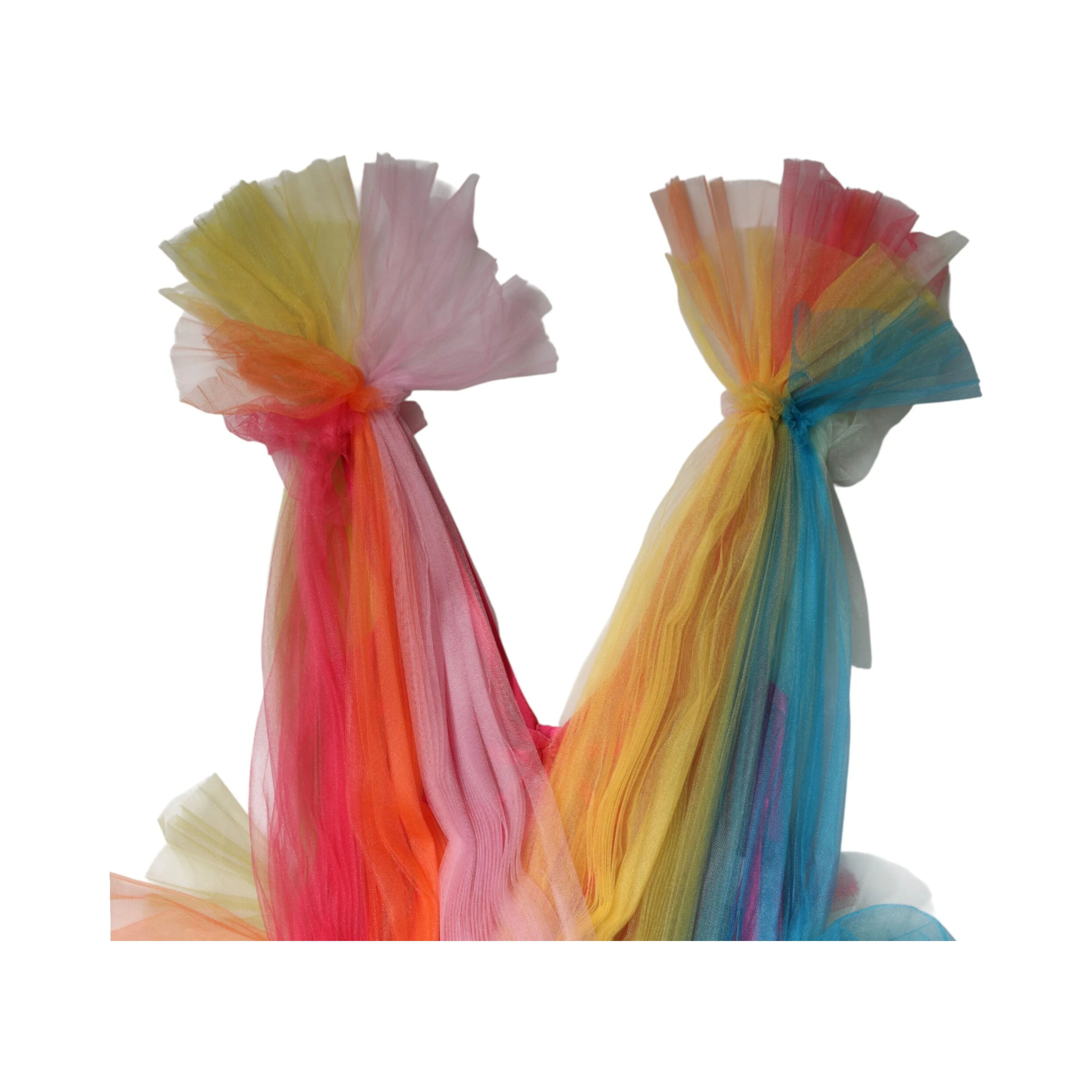 Multicolor Nylon Tiered Tulle Midi Dress